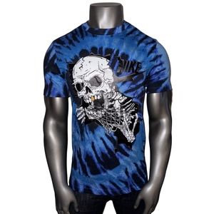 Nike Sportswear Basketball Tie Dye Skull Shirt Blue Men's Size S DR9763-480